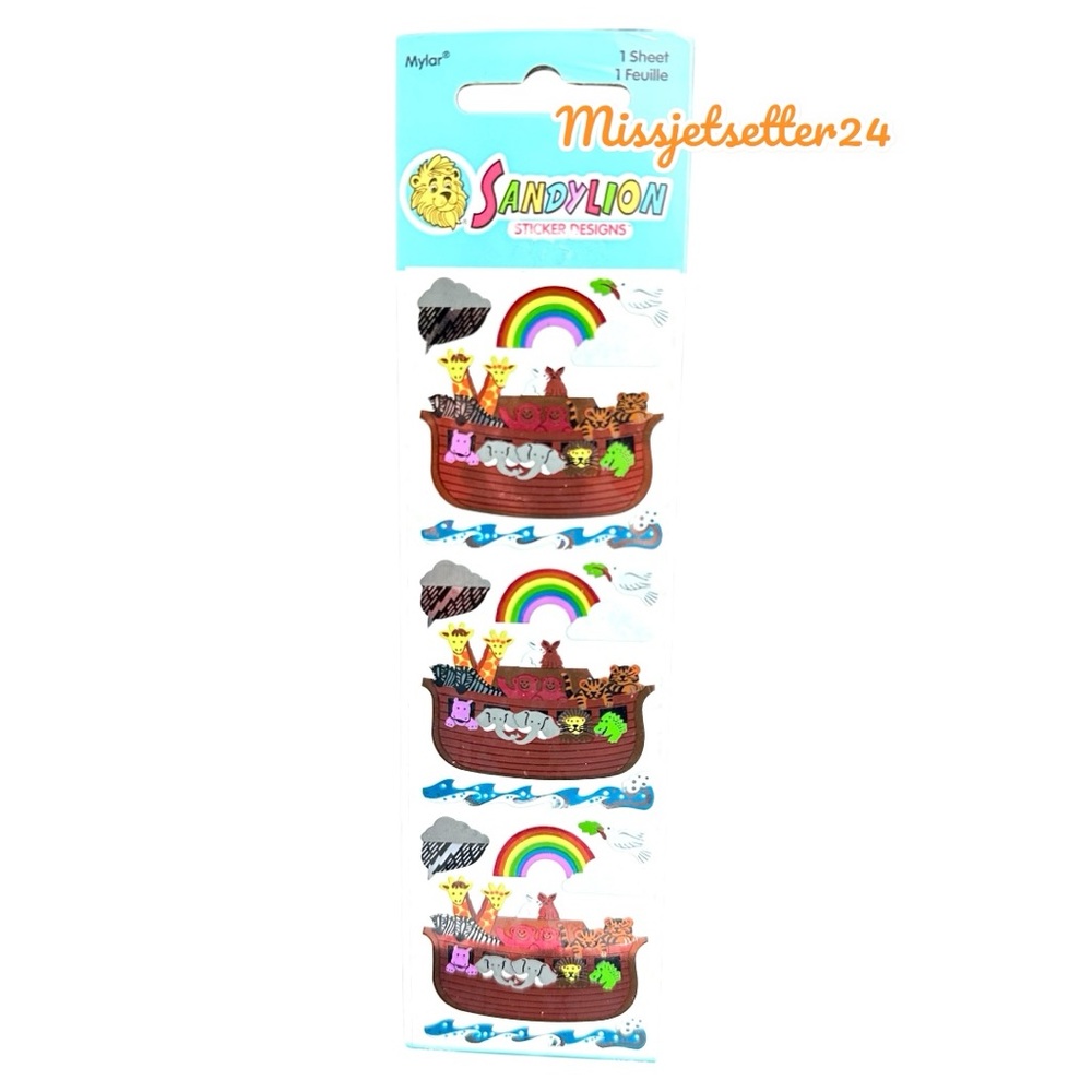 1 Sandylion Noah’s Ark Scrapbook Sticker Sheet Mylar Metallic Foil NEW